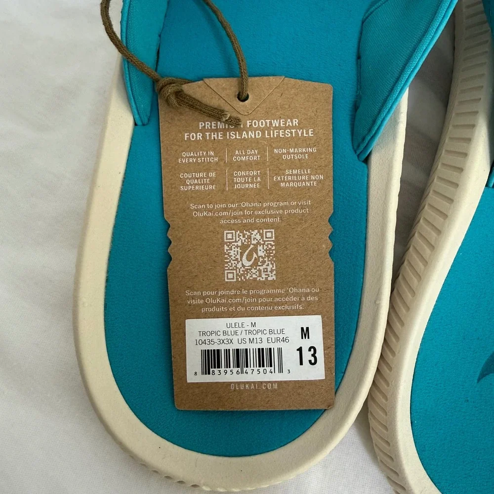 OluKai Ulele Sandals Mens 13 Tropic Blue Water Resistant 10435-3H3H NWT